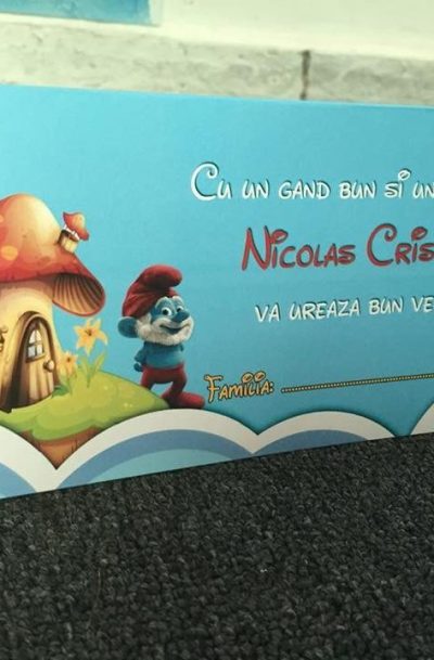 Plic de bani pentru botez cu strumfi 2017