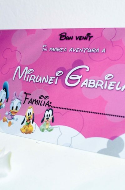 Plic de bani pentru botez cu Minnie Mouse, model pe roz