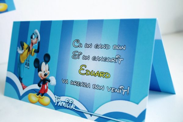 Plic de bani pentru botez albastru cu Mickey Mouse