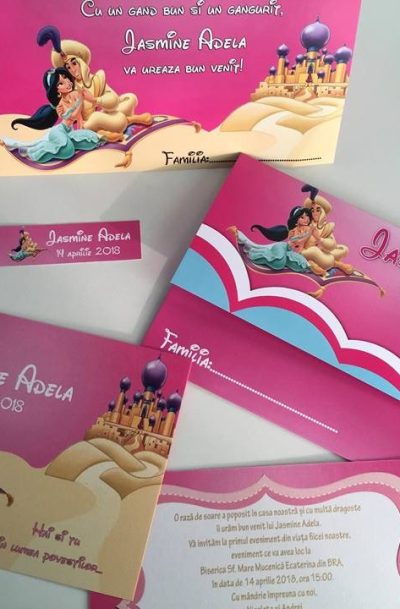 Invitatii botez cu Aladin si Jasmine