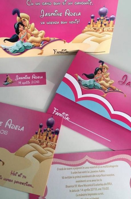 Invitatii botez cu Aladin si Jasmine