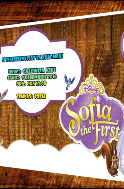 Invitatie personalizata cu Printesa Sofia si Printesa Rapunzel