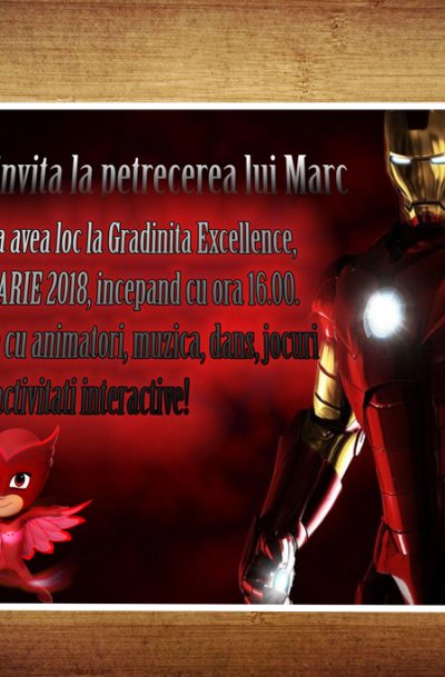 Invitatie petreceri copii cu Iron Man, cod produs ipc36