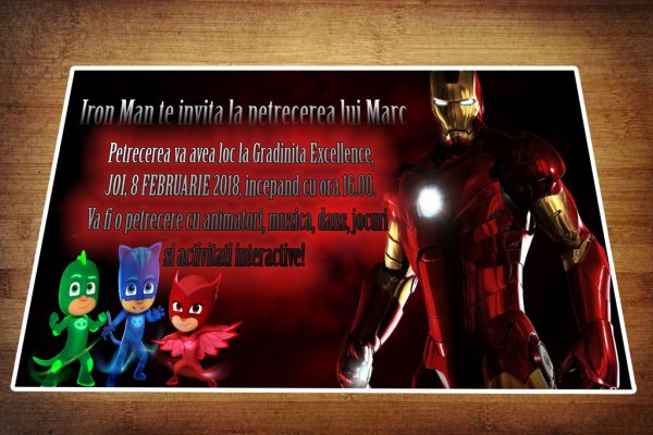 Invitatie petreceri copii cu Iron Man, cod produs ipc36