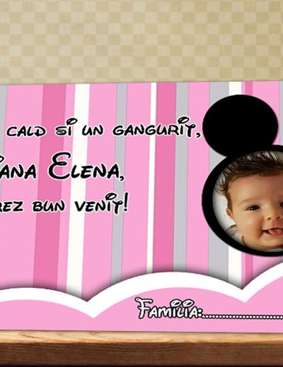 Plic de bani botez cu fotografie si Minnie Mouse, cod produs pbmm02