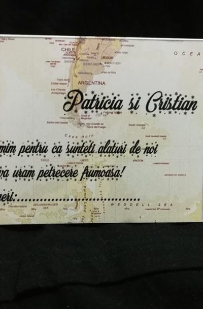 Plicuri de bani pentru nunta cu tematica harta lumii sau calatorie in jurul lumii