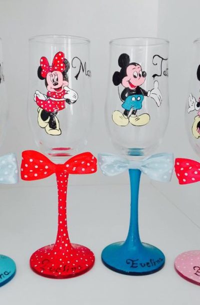 Set pahare cumatrie sau botez cu mickey si minnie mouse
