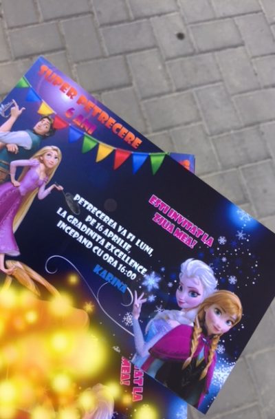 Invitatie petrecere copii ana elsa si rapunzel