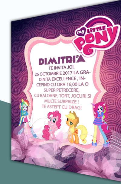 Invitatie petreceri copii cu My Little Pony