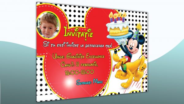Model de invitatie cu Mickey Mouse