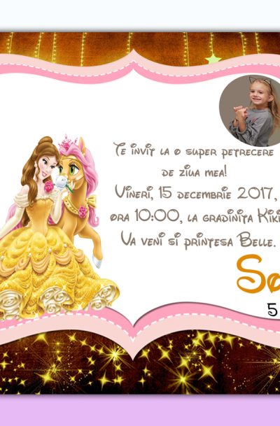Invitatie petreceri copii belle model Sofia
