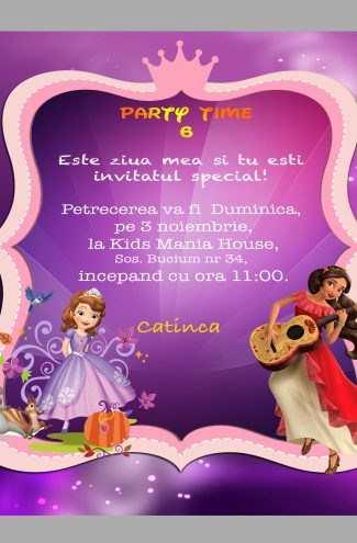 invitatie petreceri copii cu sofia si elena din avalor