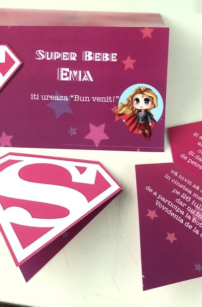 Set invitatii si plicuri de bani cu Supergirl 2