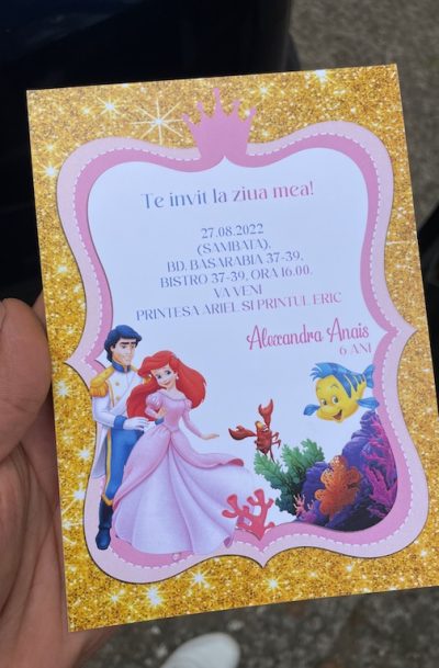 Invitatie petreceri copii Ariel si printul Eric, cod produs PC01