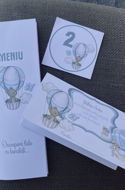Plic de bani cu tematica baloane aer cald si ursulet, cod produs PB02