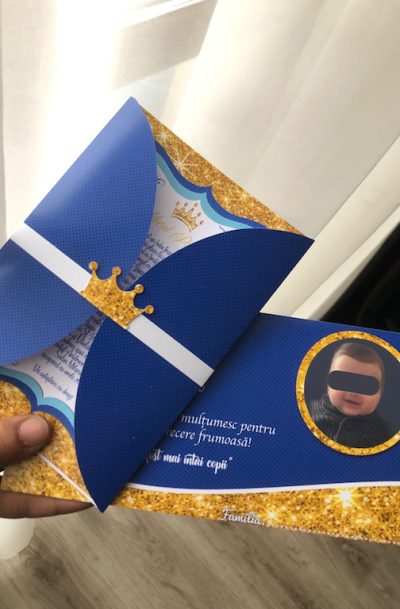 Invitatie botez Micul Print Albastru, cod produs ib02