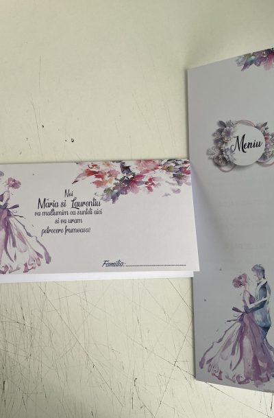Plic de bani nunta cu flori mov, cod produs pbn898