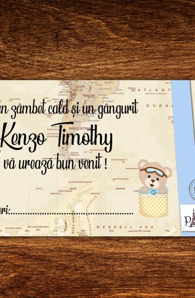 Plic de bani botez harta lumii, cod produs pbhl1
