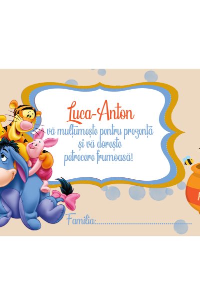 Plic bani botez winnie the pooh, cod produs pbwp01