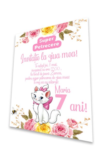Invitatii Pisica Marie petreceri copii, cod produs ipcm01