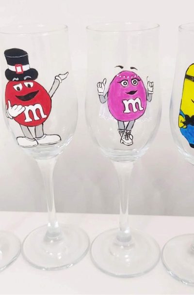 Set pahare nunta botez M&M, cod produs pah03